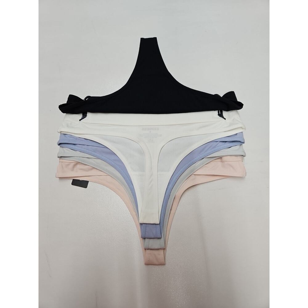Express Woman's Soft Rib Thong Small Multicolor 5 Pack - Picture 5 of 9